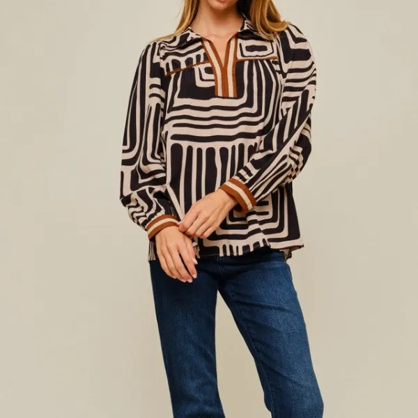 Geo Print Blouse
