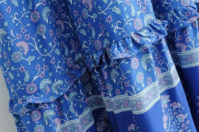 V-Neck Short Sleeve Boho Maxi Dress