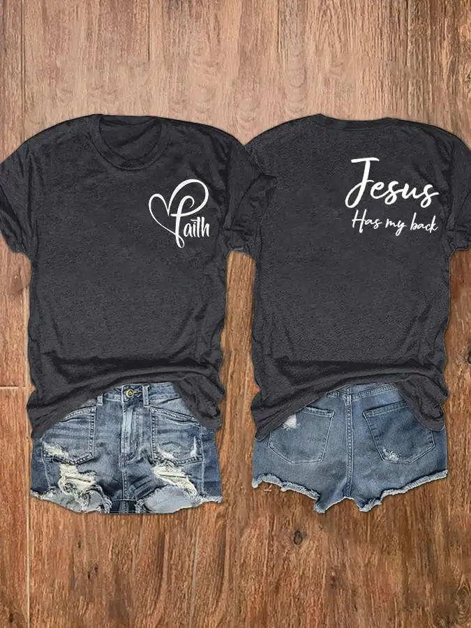 Women's Jesus has my back print short-sleeve T-shirt