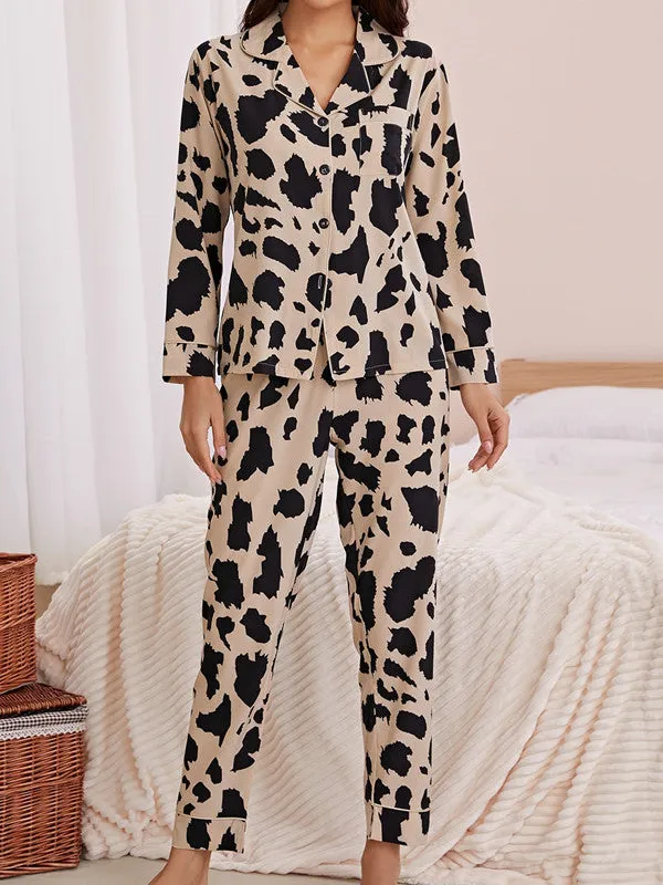 Two Piece Animal Print Long Sleeve Pajama Set