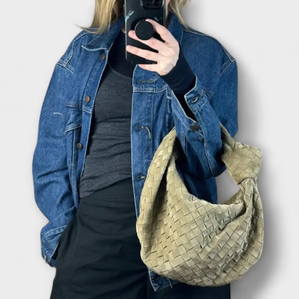 Structured Woven Leather Handbag