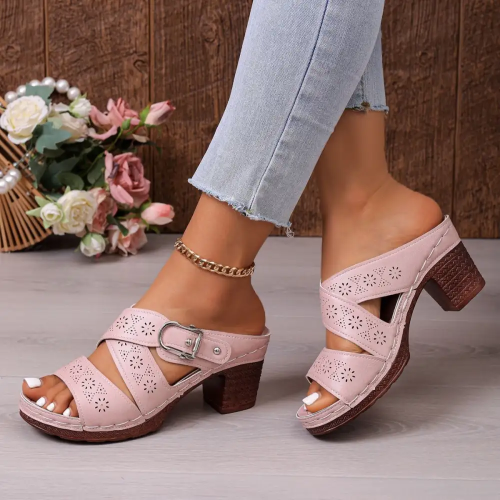 Sleek Open Toe Block Heel Sandals