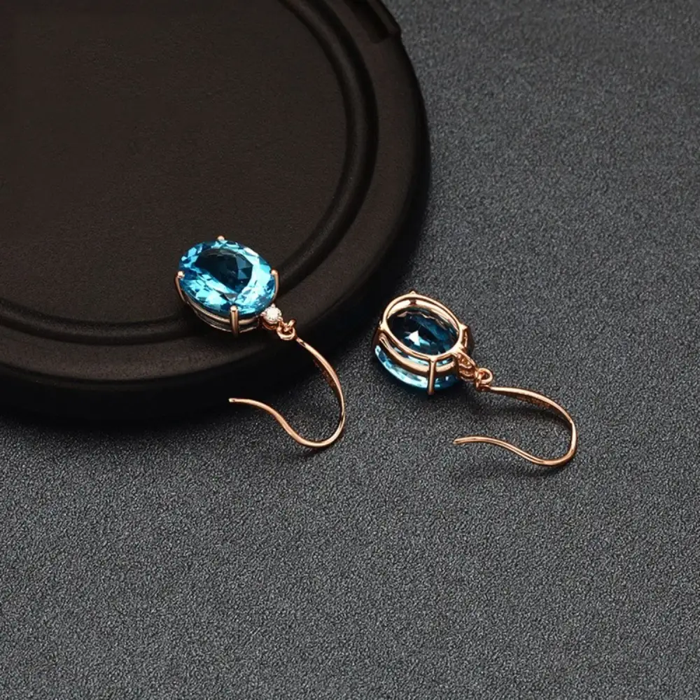 Rose Plated Artificial Gemstone Earrings