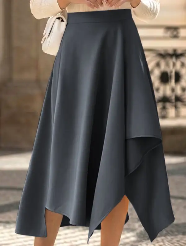 Irregular A-Line Midi Skirt