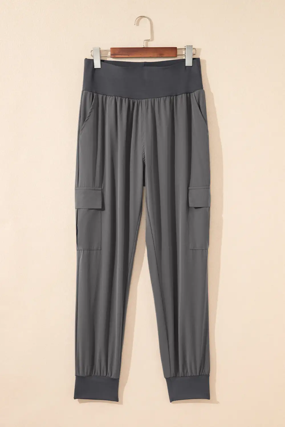 Relaxed High-Waist Slim-Fit Elastic-Waist Pocketed Cargo Jogger Pants