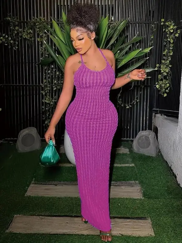 Women's Solid Backless Frill Trim Cami Dress