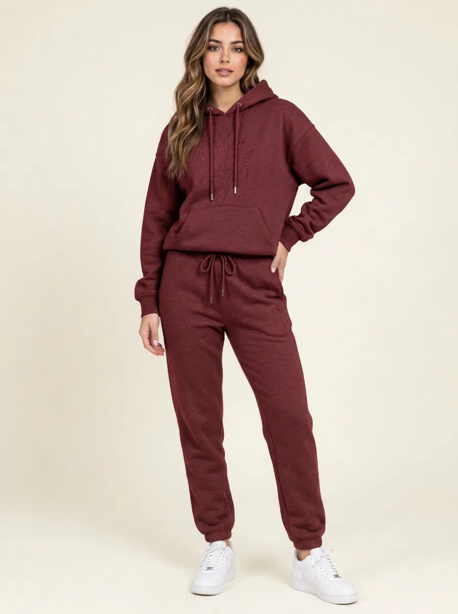 Women's Sage Green Kangaroo Pocket Solid Hoodie & Pants Set