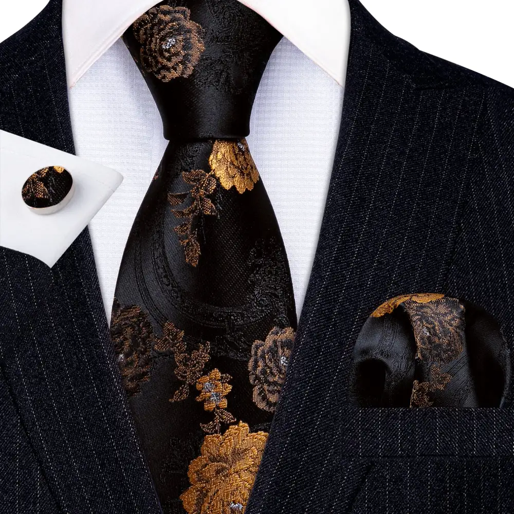 Refined Floral Jacquard Silk Necktie Set