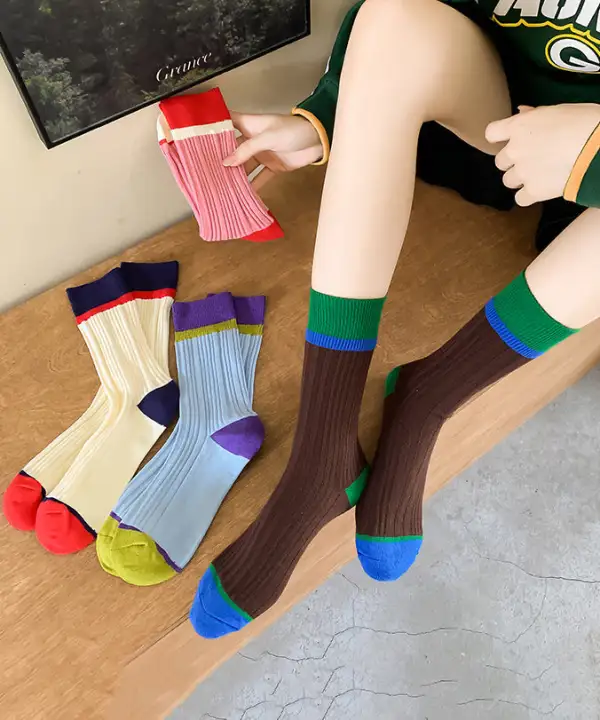 Korean Colorblock Mid Socks