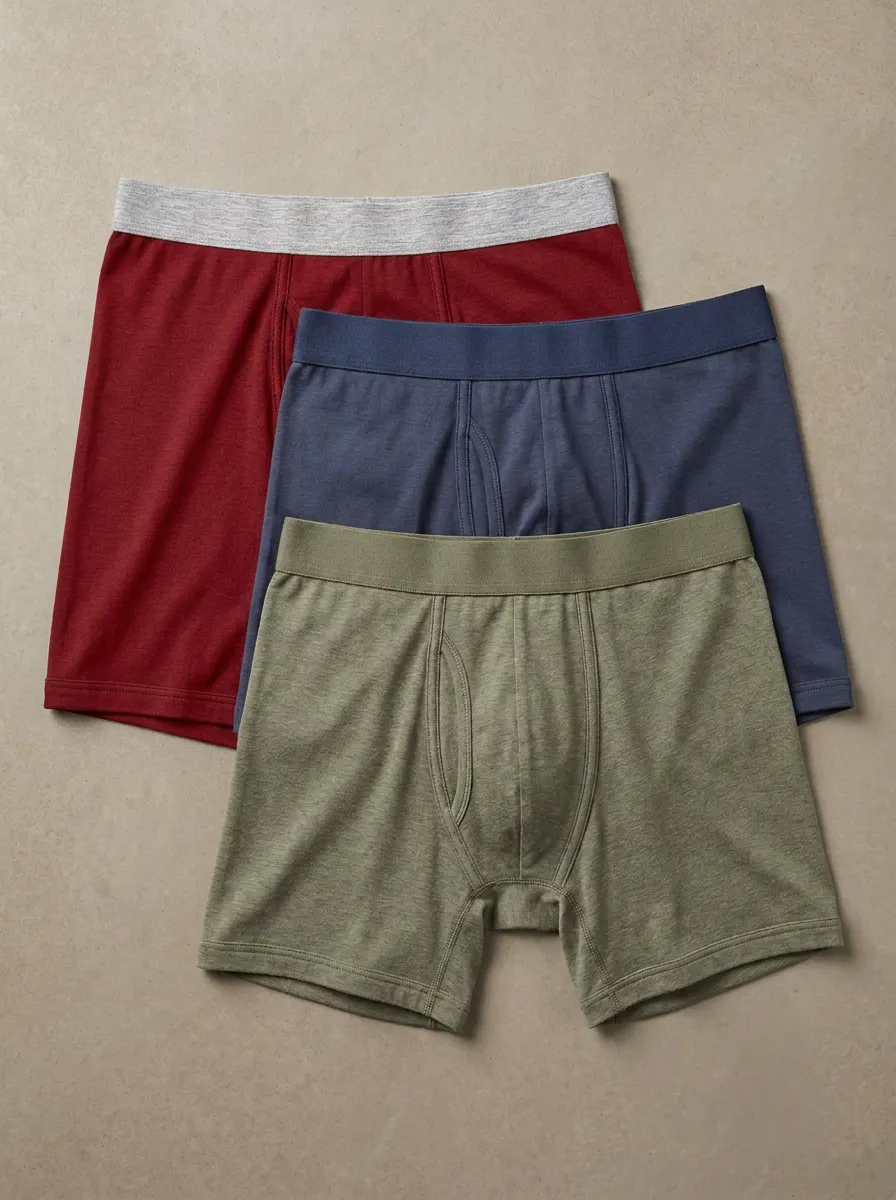 Men's Multi-Color Solid Basic Cotton Boxer Briefs