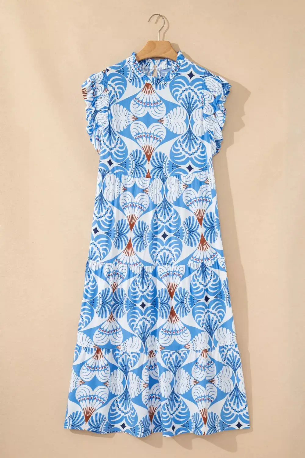 Printed Flutter Sleeve Dress Casual