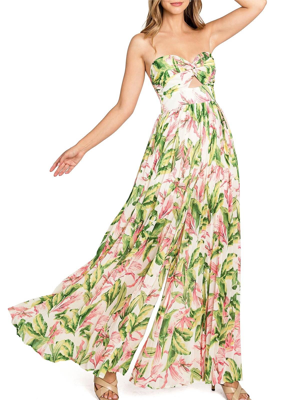 Floral Print Strapless Maxi Jumpsuit