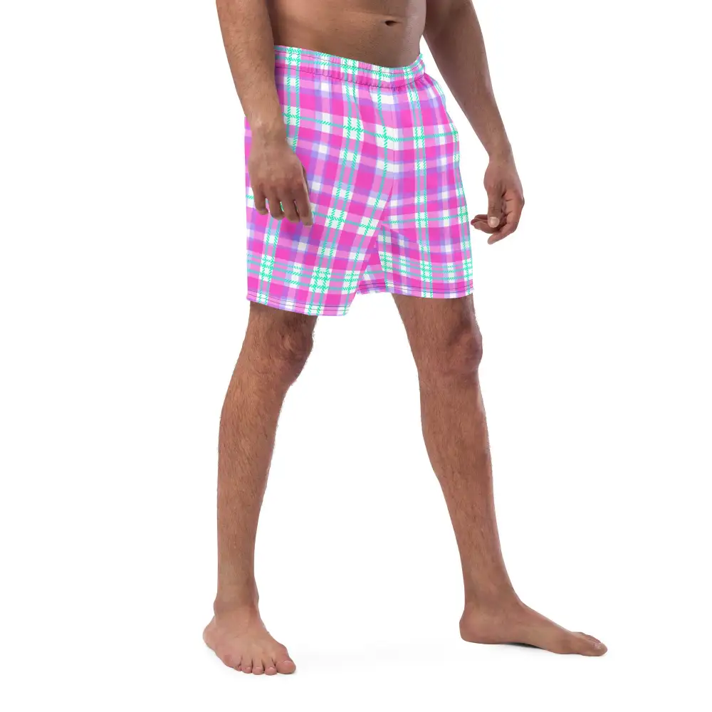 Quick Dry Checkered Swim Trunks