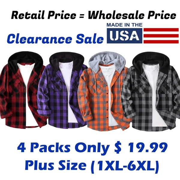 🧥 【Plus Size】Tall and Fat Plaid Patchwork Hooded Jacket Comfort. Warmth. Confidence — Designed for Every Body.