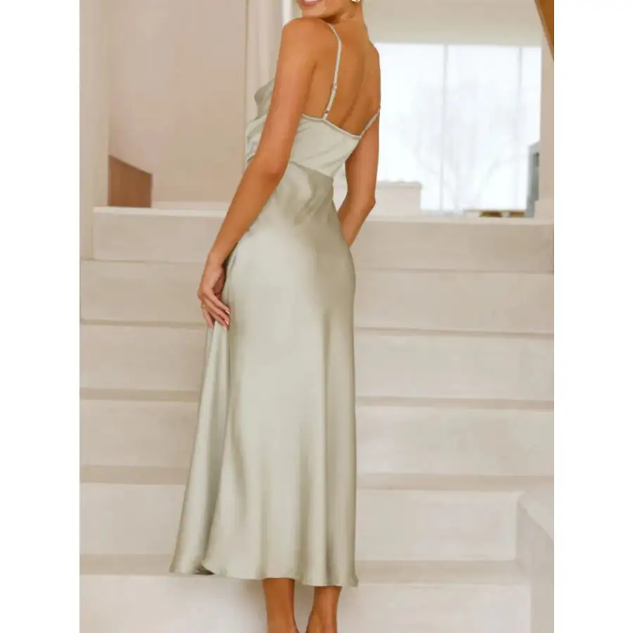 Satin Asymmetrical Midi Dress