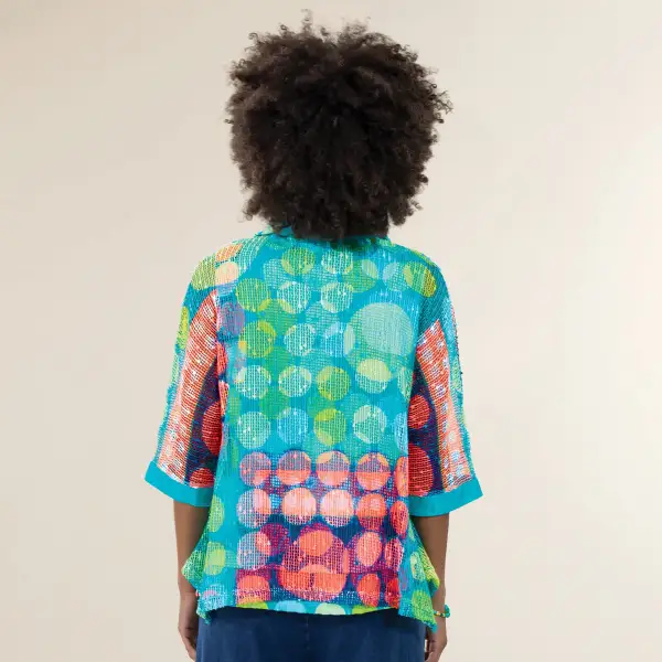 Retro Dots Mesh Two-button Cardigan