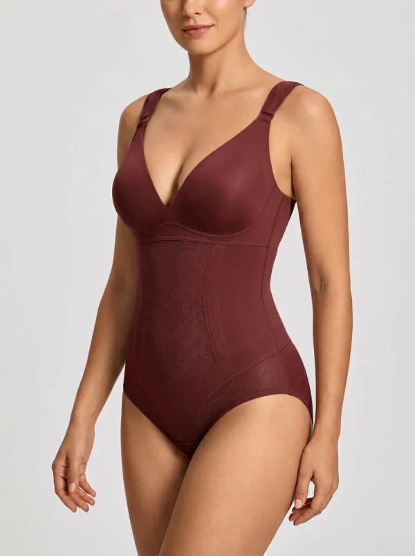 Women's Tummy Control Seamless Mesh Printed Bodysuit Shapewear