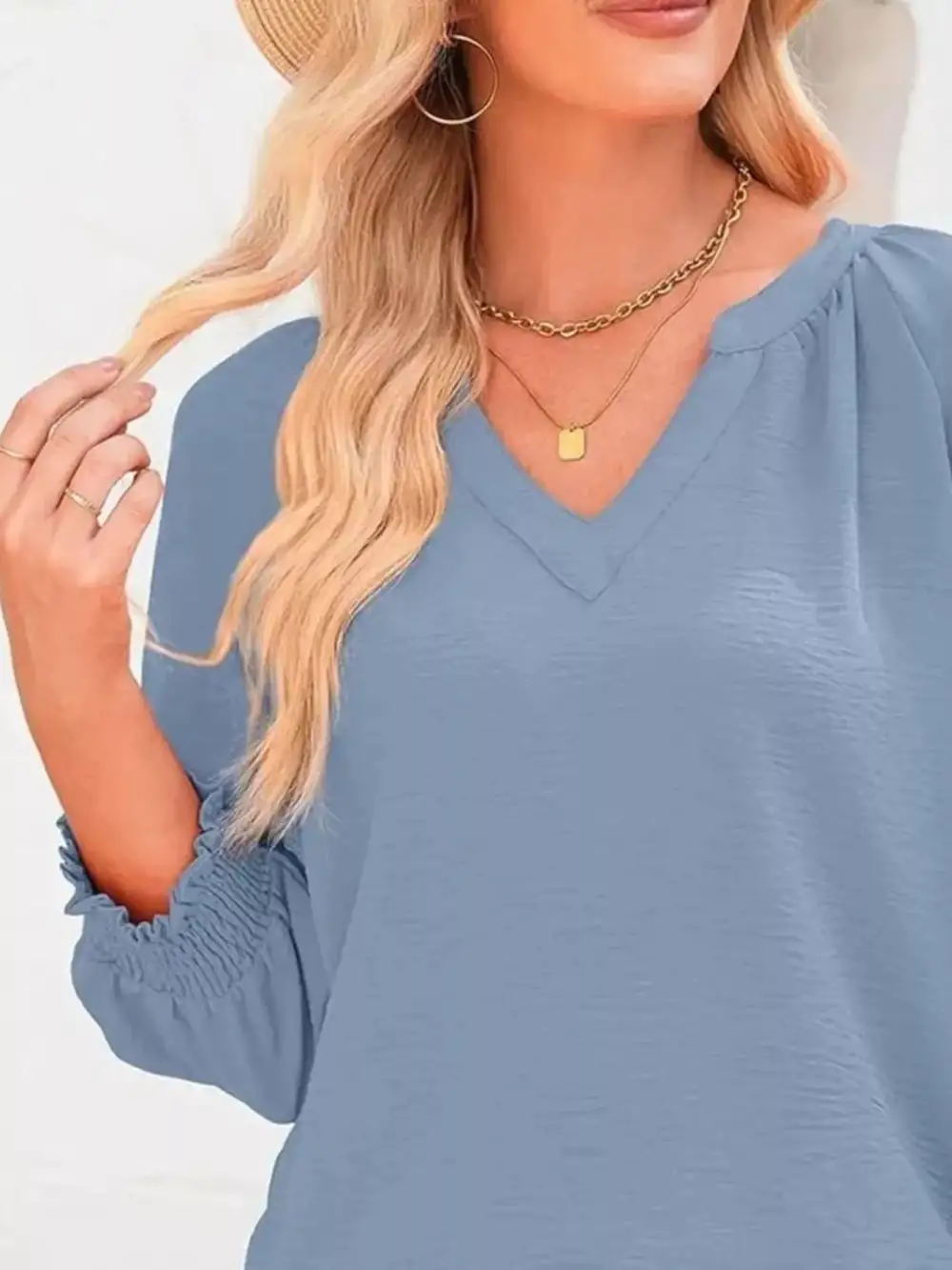 Smocked Long Sleeve Blouse