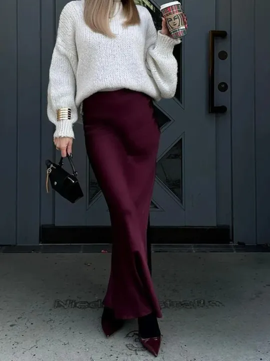 Satin Silk A-Line Skirt