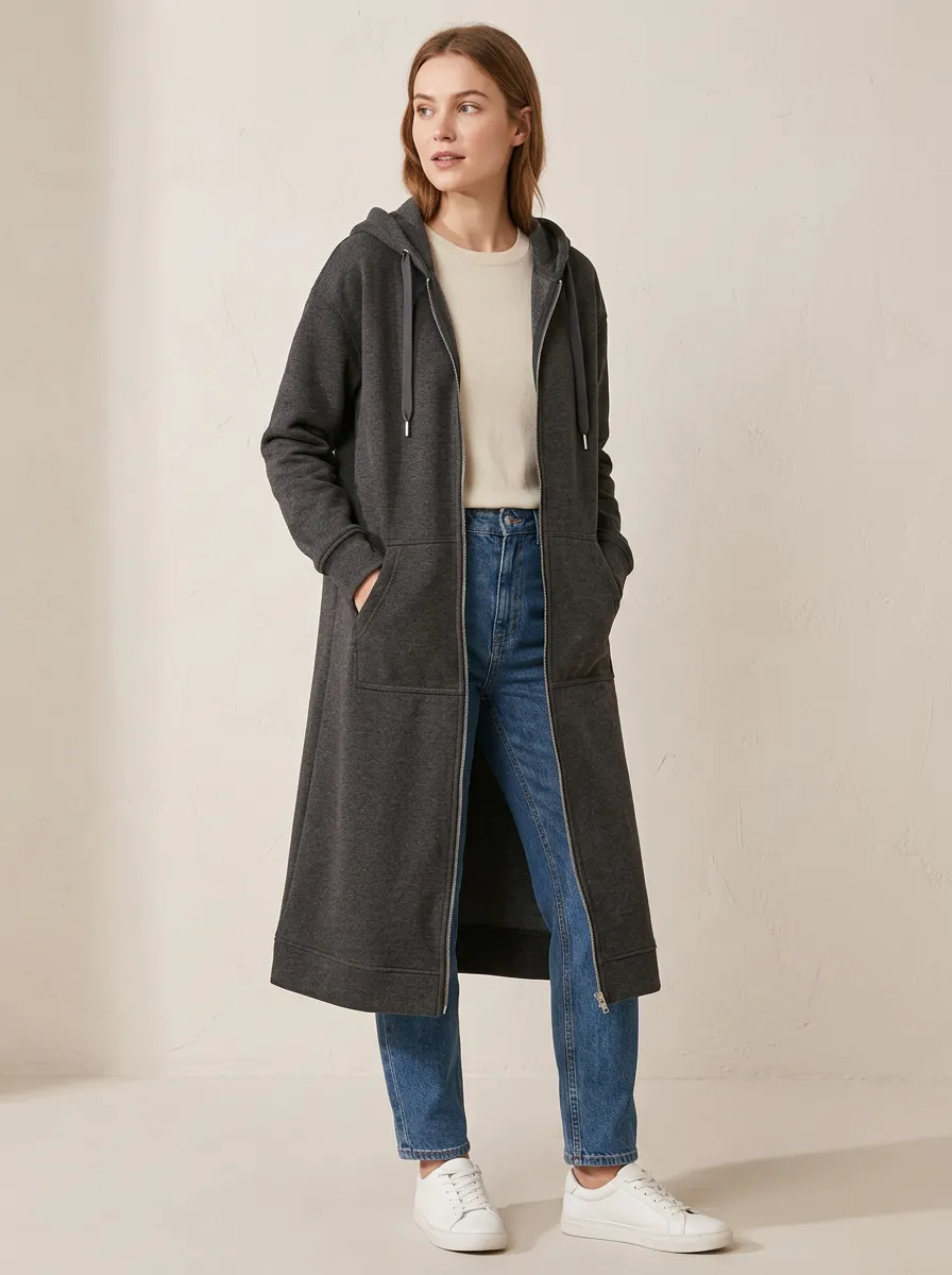 Weekend Printed Long Hooded Coat