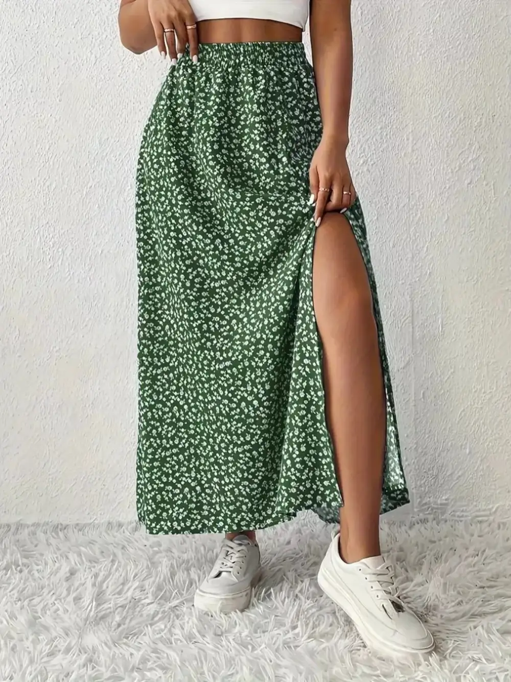 Wearable Printed Slit Detail Skirt