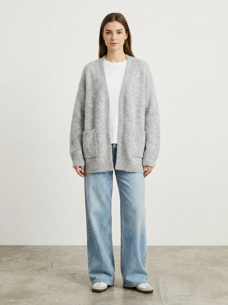 Women's Light Open-Front Knit Cardigan Oversized