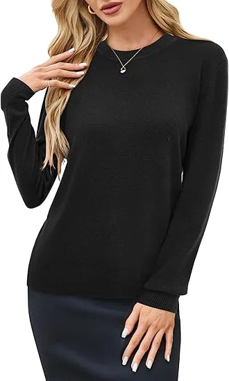 🍂 Women’s Wool Blend Classic Crew Neck Sweater – Timeless Warmth, Effortless Style
