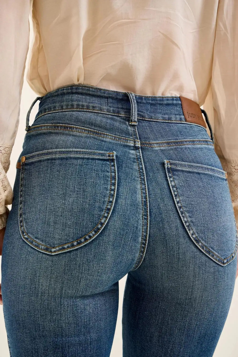 High Waist Flare Leg Button Denim Jeans
