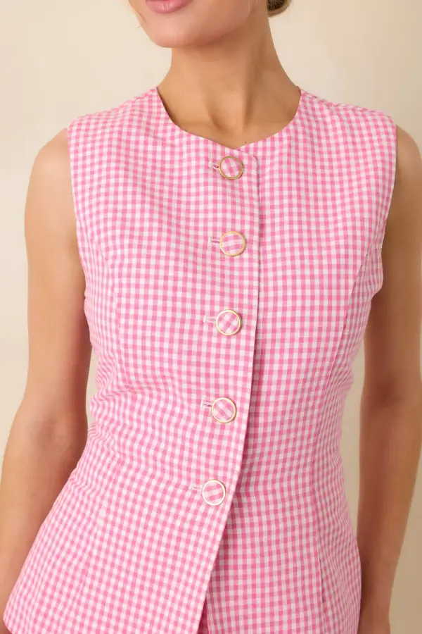 Gingham Sleeveless Casual Romper