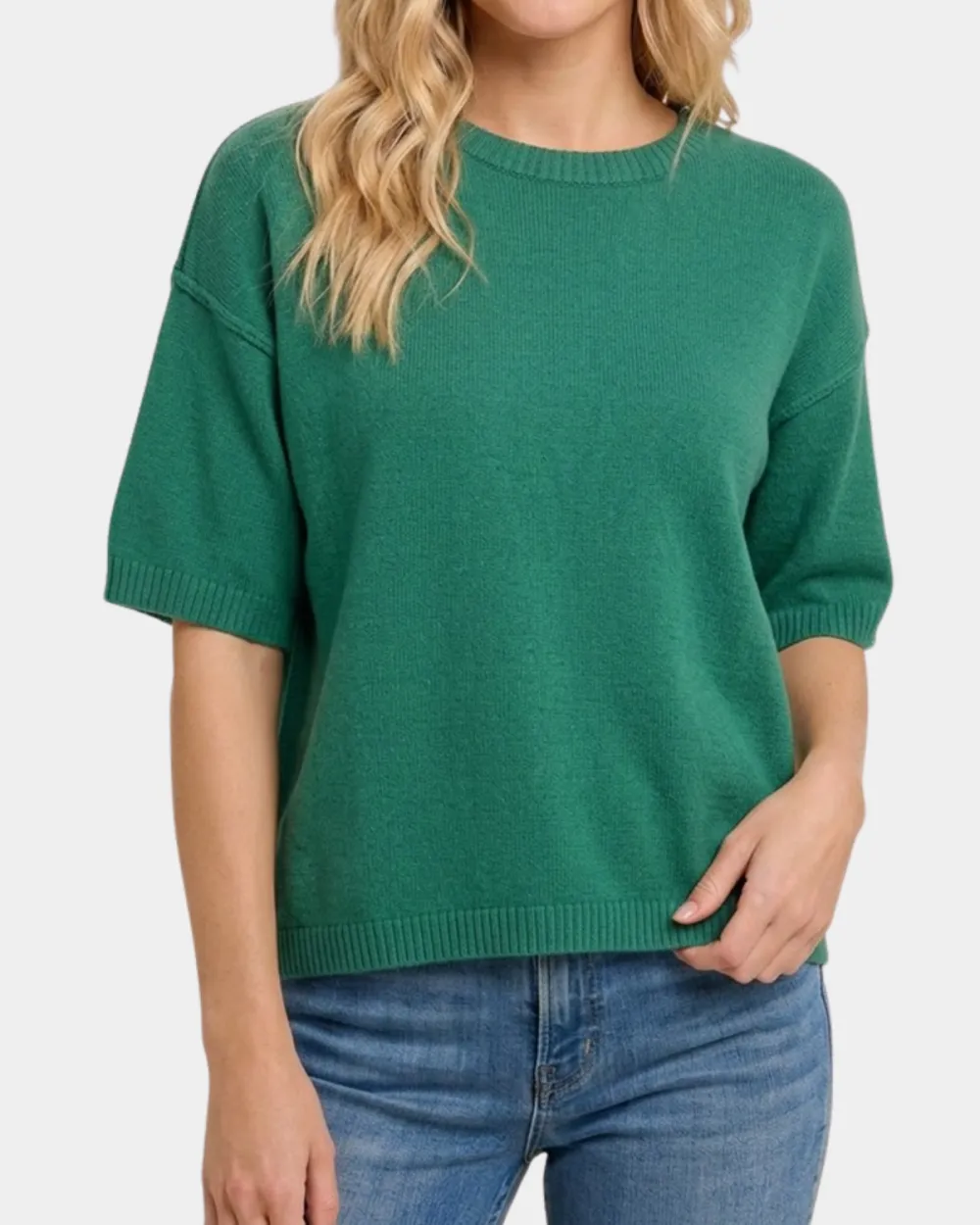 Raw Edge Half Sleeve Top