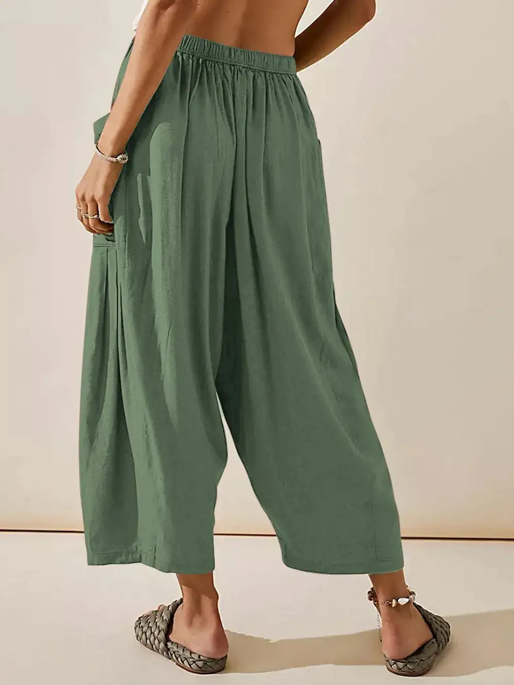Polished Wide Leg Pocket Detail Pants