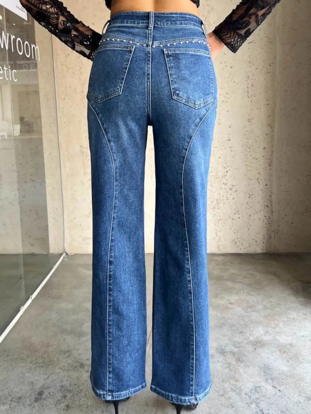 Clean Wide Leg Denim Jeans