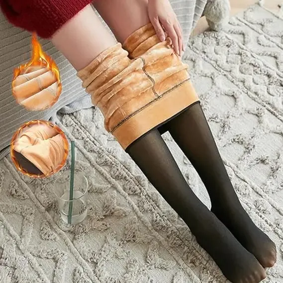 Fleece Lined Tights Sheer Women