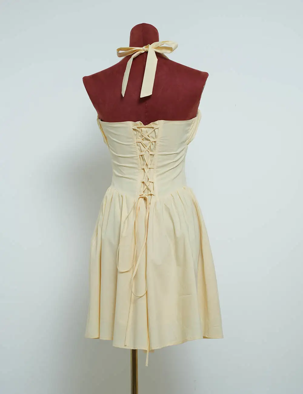 Chic Halter Neck Back Ruched Mini Dress