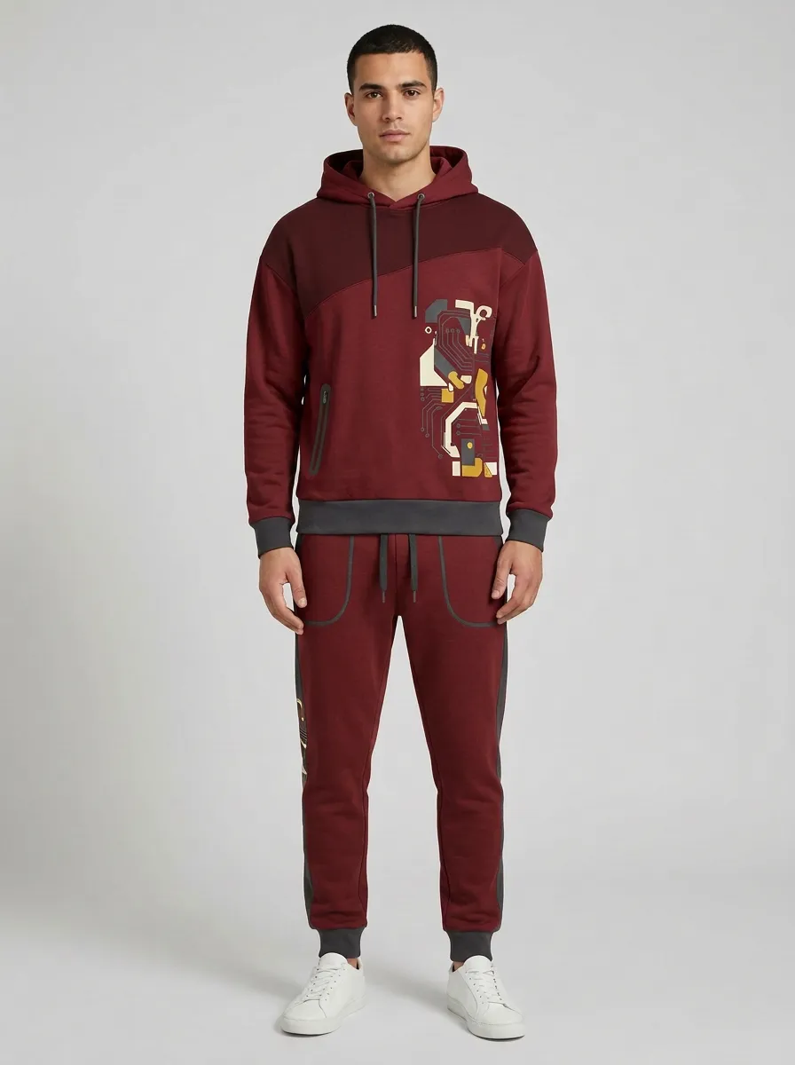 Men's Tech Circuit Board Pattern Printed Tracksuit