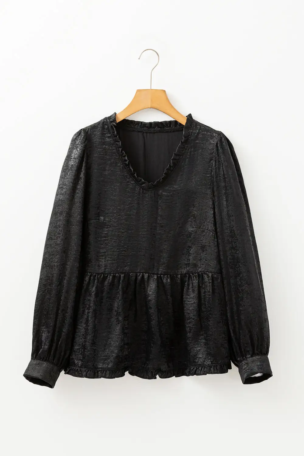 Layered Velvet Frilled Puff Sleeve Blouse