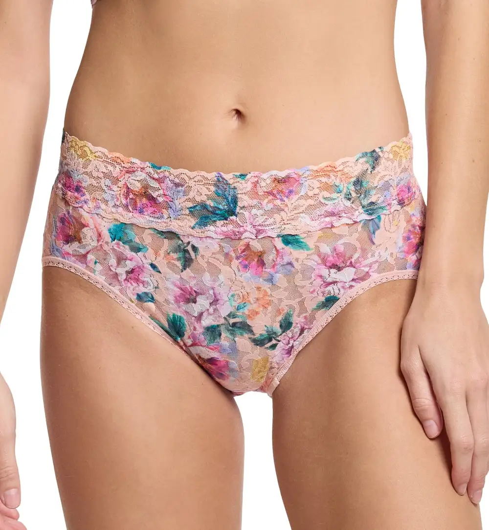 Boutique High-Waist Stretch-Lace Cotton French Brief Panty