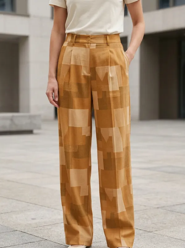 Women's Minimalist Geometric Pattern Print Casual Pants