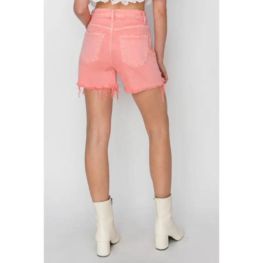 High Rise Distressed Denim Shorts