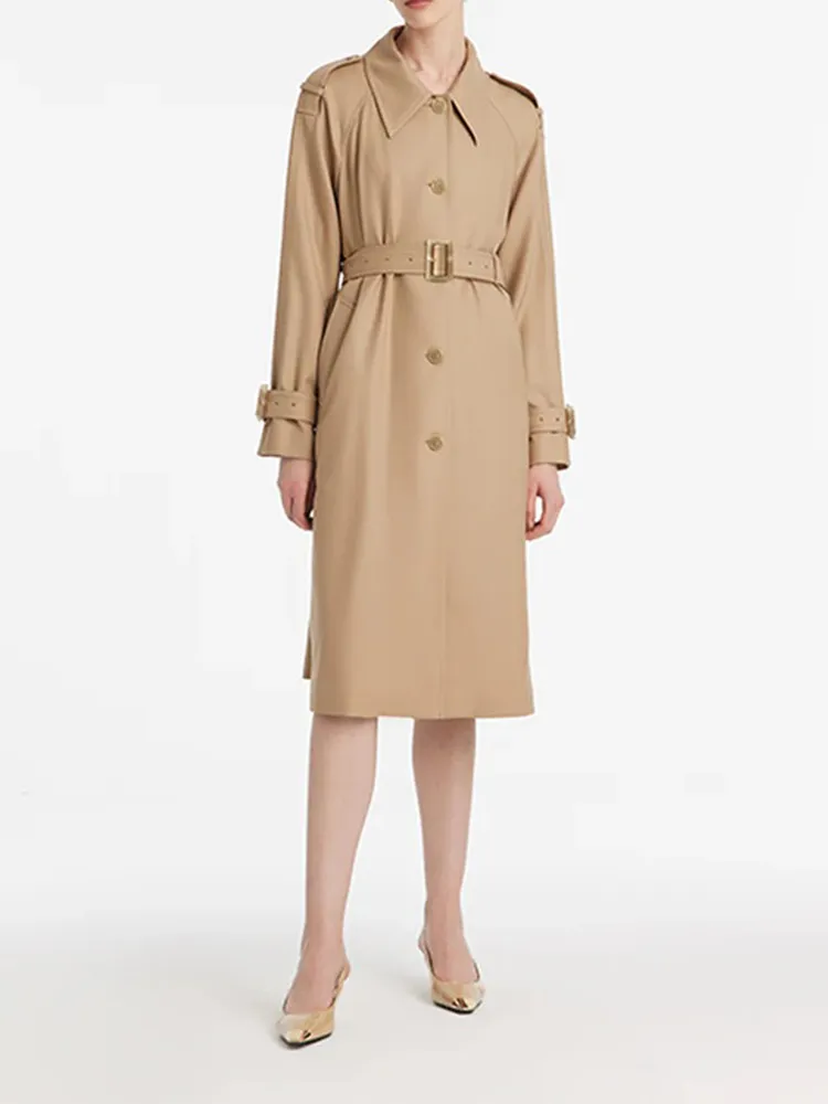 Wool Lapel Women Trench Coat