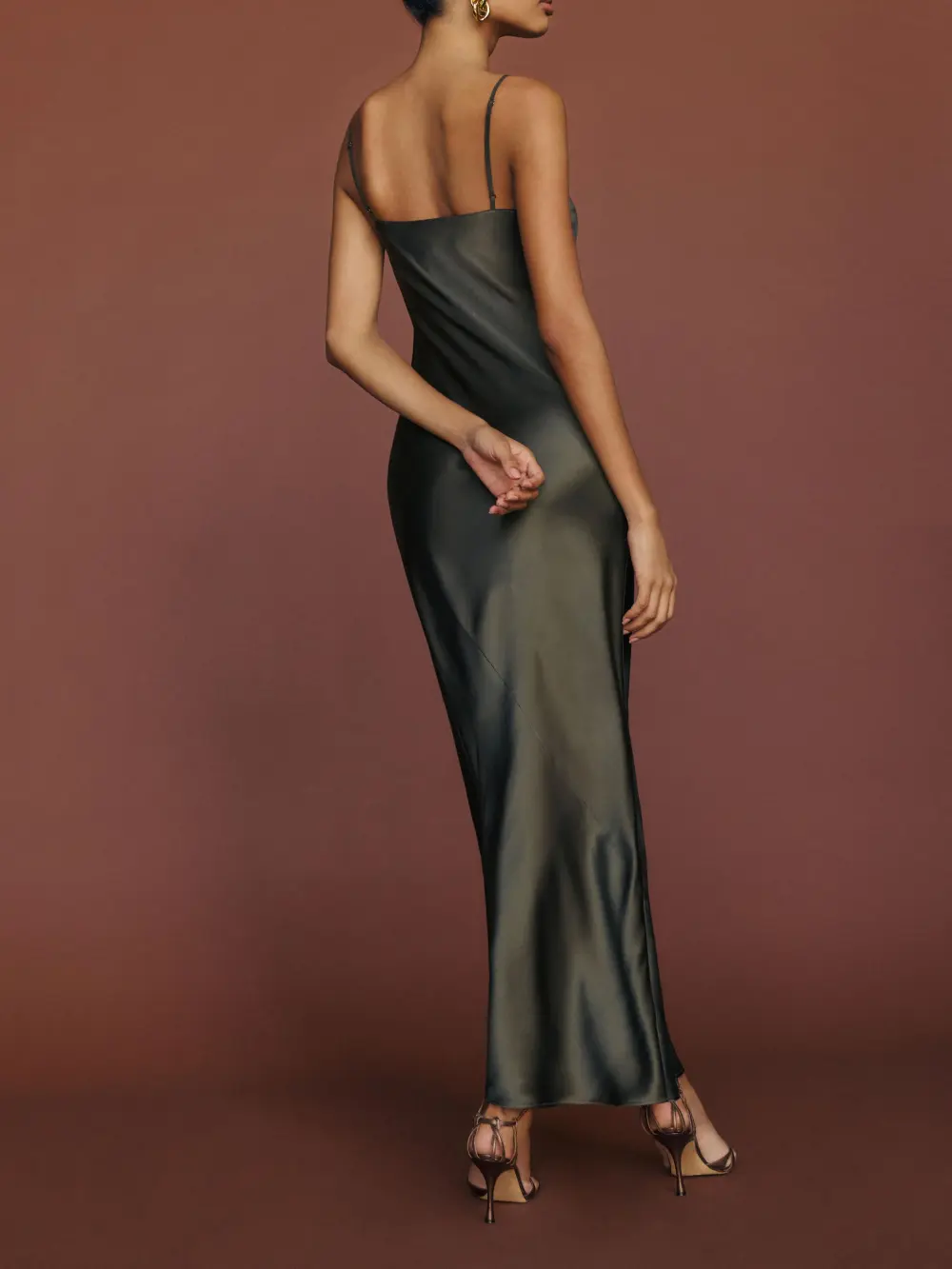 Spaghetti Strap Satin Maxi Dress