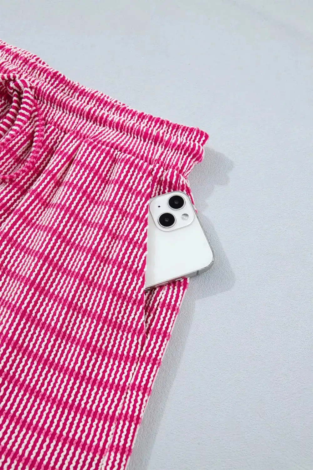 Stripe Raised Rib Loose Drawstring Elastic Set