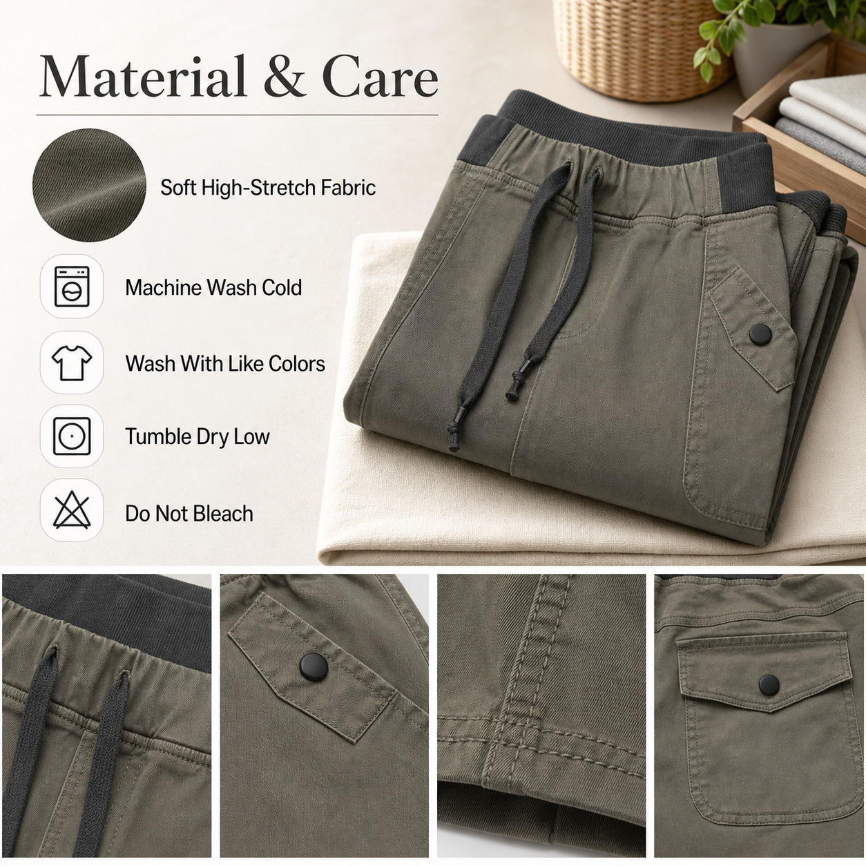 Women's solid seam detail drawstring mid-rise straight-leg pants detail