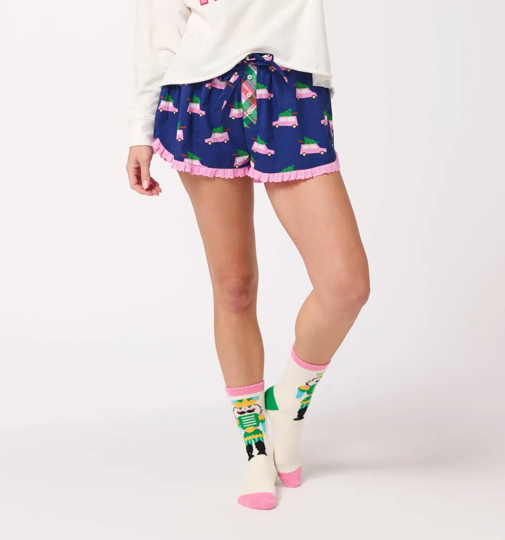 Drawstring Boxer Plaid Casual Shorts