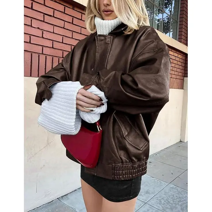 Women'S Faux Leather Motorcycle Jacket