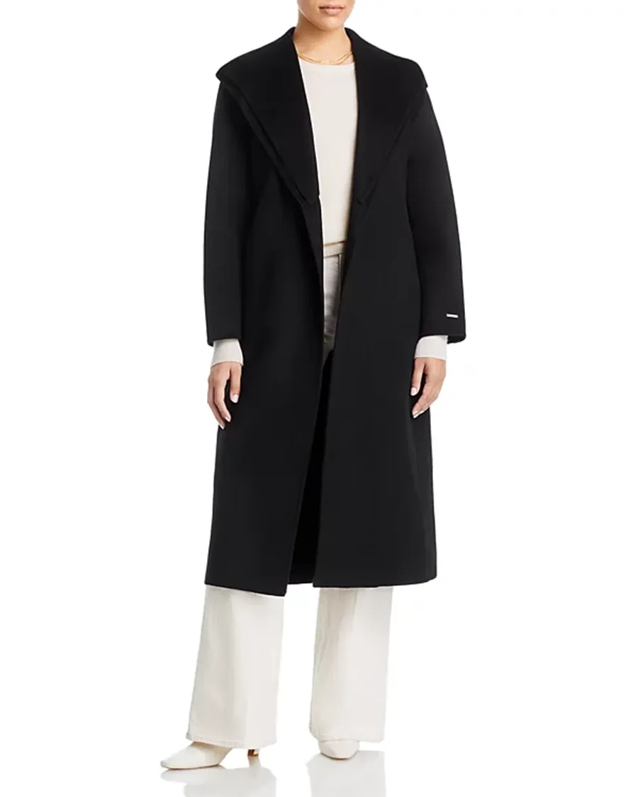 Long Sleeve Belted Wrap Coat