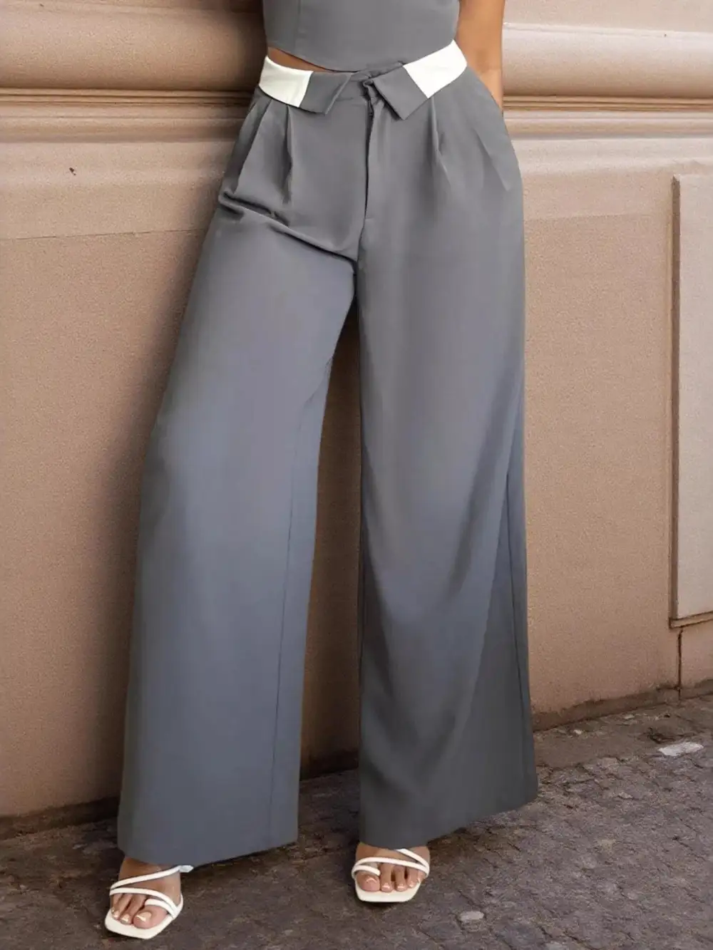 Textured Wide Leg Pants