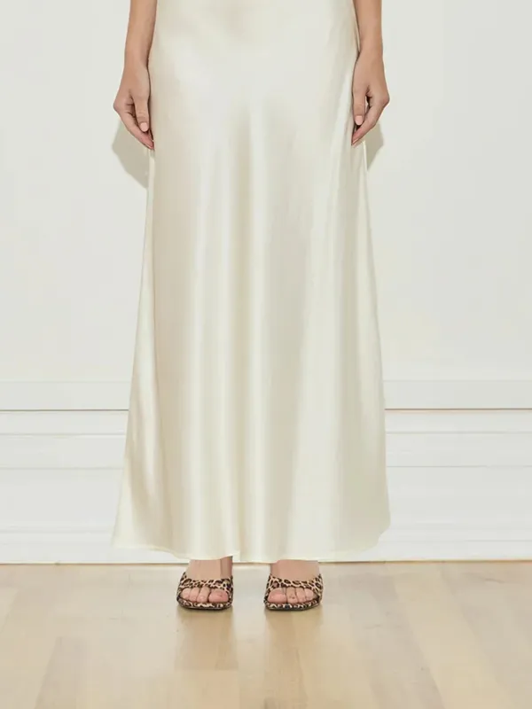Casual Style V-neck Maxi Dress Cream
