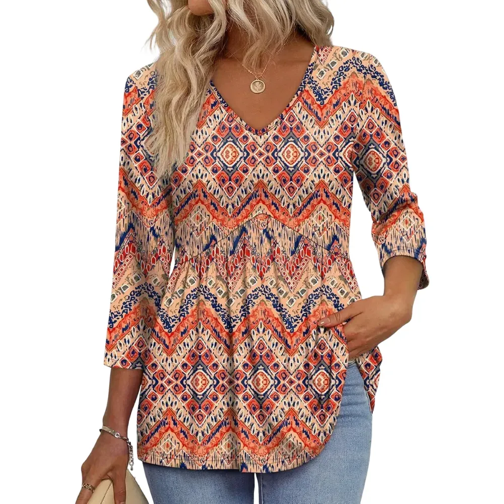 Women's Sleeve V-Neck Blouse