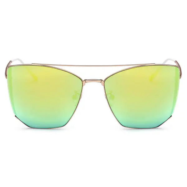 Oversized Polygon Mirrored Lens Cat-Eye Sunglasses